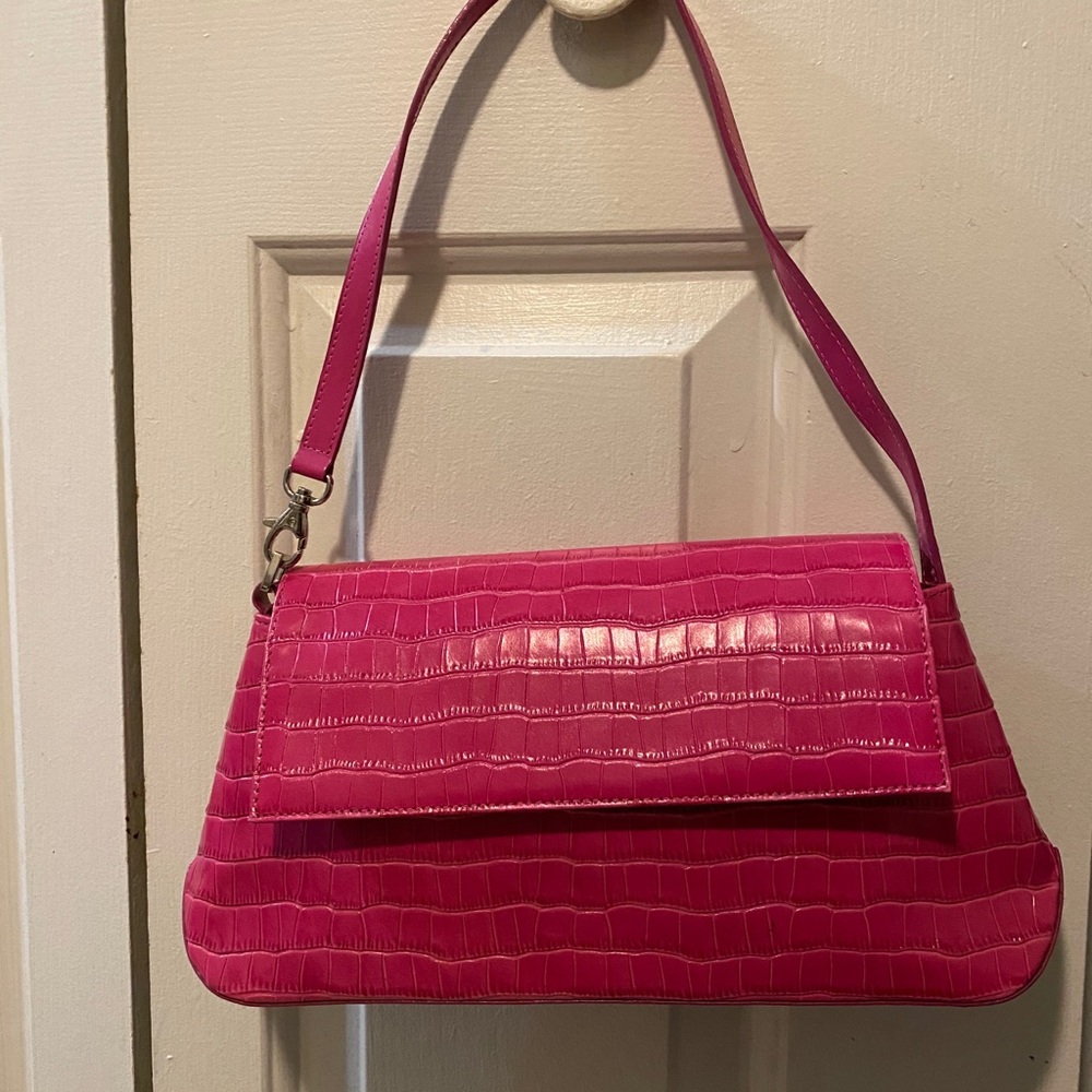 Pink Crocodile print purse